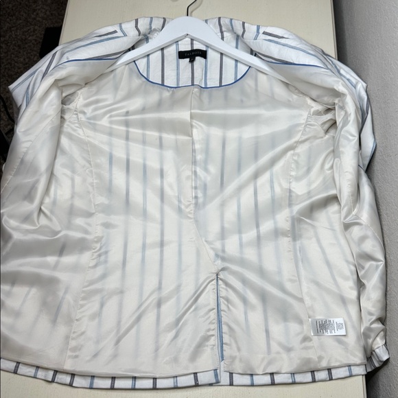 Talbots Women's Cinched Cuff Blazer White Black Stripe Cotton Size 16 - Picture 11 of 16